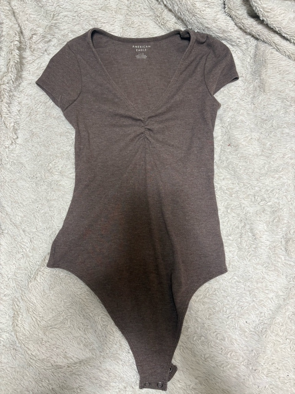 American Eagle Outfitters Ribbed Short-Sleeve Bodysuits S